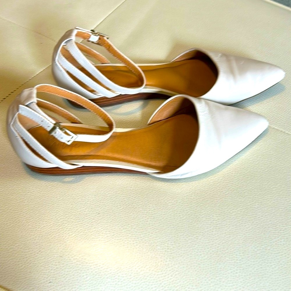 Crown Vintage Women's Evalinda Shoes 10 Tan Ankle Strap Flats Pointed Toe Casual